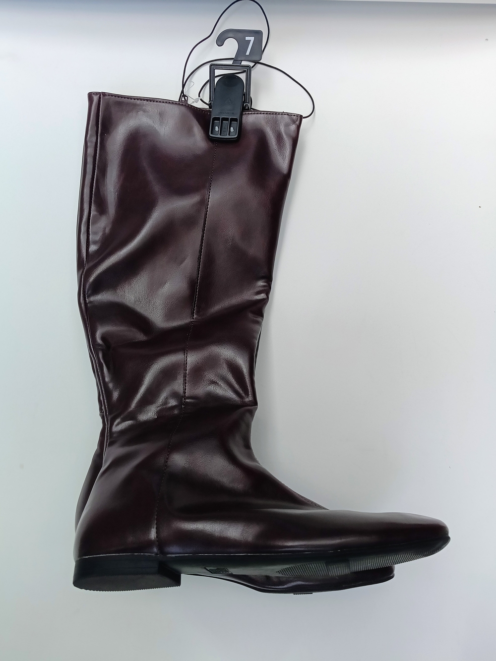 Women’s Tall Burgundy Knee-High Leather Boots Side Zip Size US 7 New With Tag